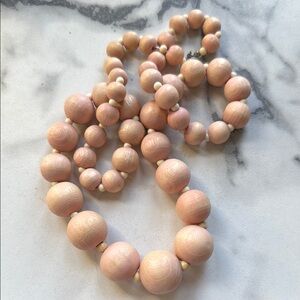 Vintage Wooden Pink Beaded Necklace